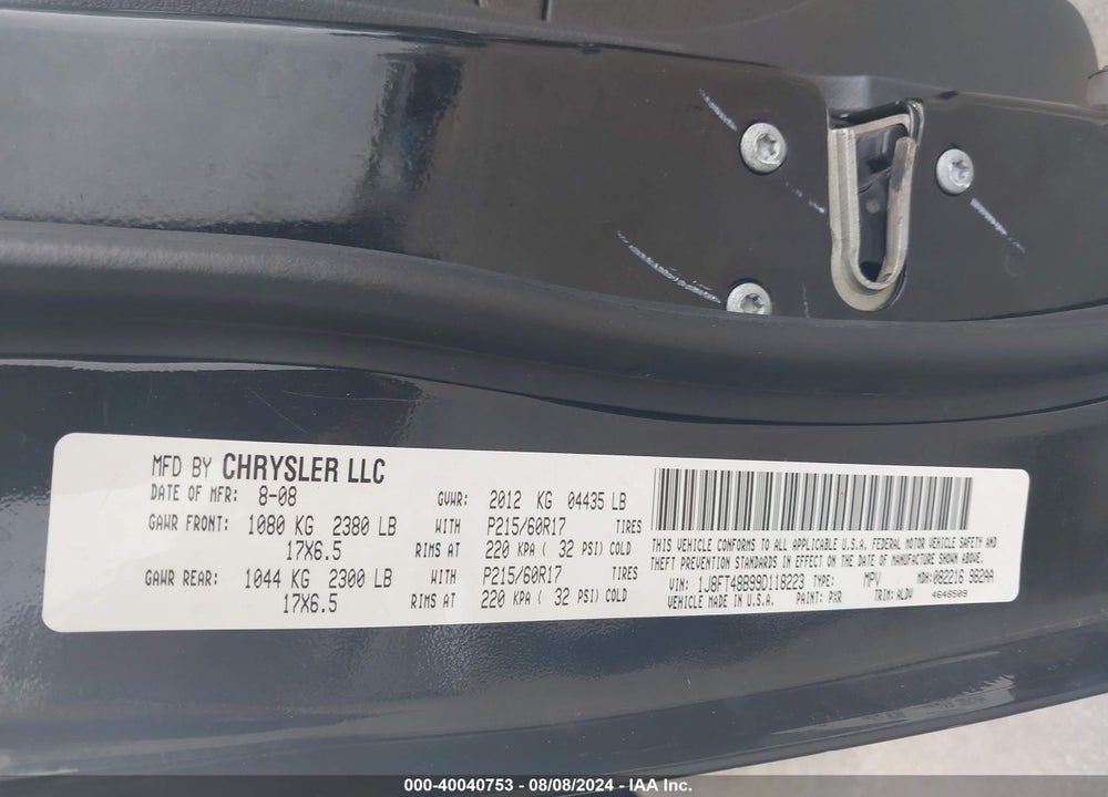 2009 JEEP PATRIOT LIMITED VIN: 1J8FT48B99D118223