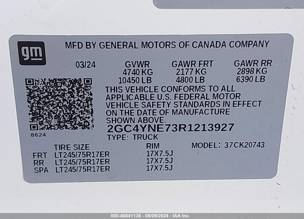 2024 CHEVROLET SILVERADO 2500HD LT VIN: 2GC4YNE73R1213927