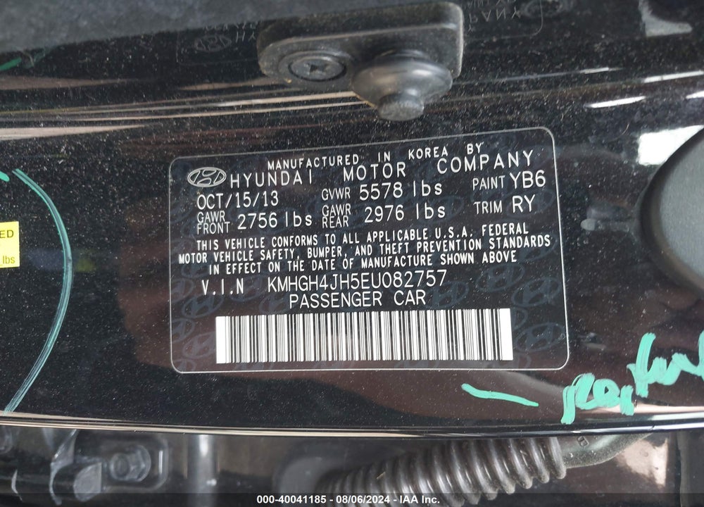 2014 HYUNDAI EQUUS SIGNATURE/ULTIMATE VIN: KMHGH4JH5EU082757