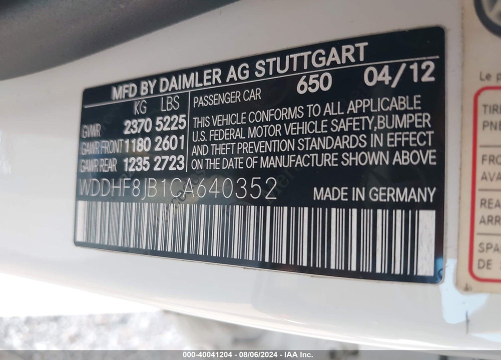 2012 MERCEDES-BENZ E 350 4MATIC VIN: WDDHF8JB1CA640352
