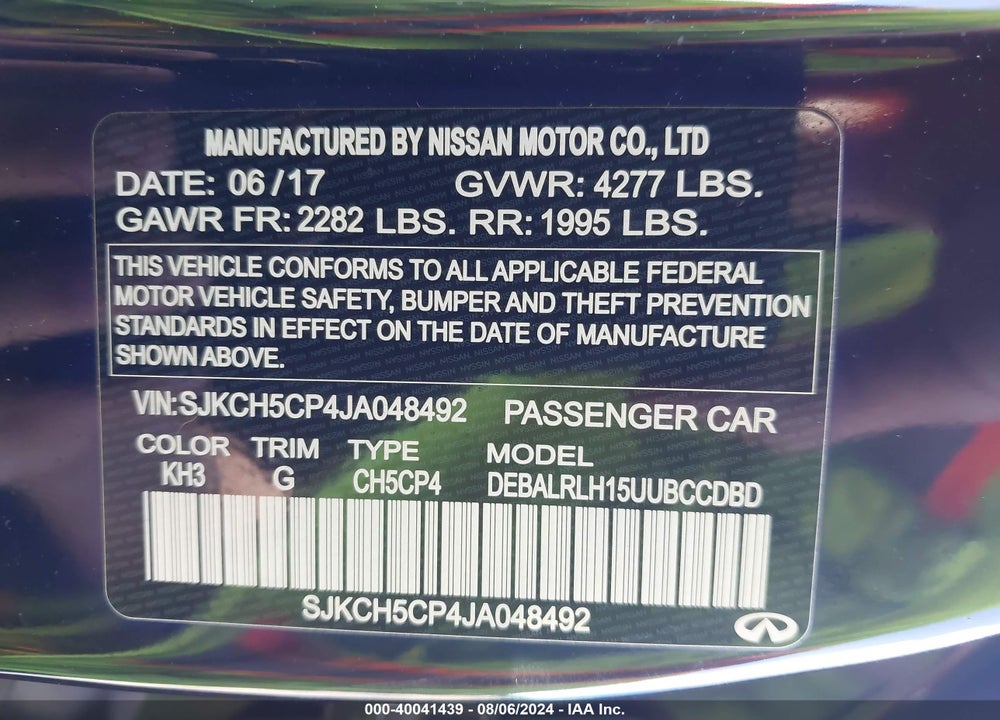 2018 INFINITI QX30 PREMIUM VIN: SJKCH5CP4JA048492