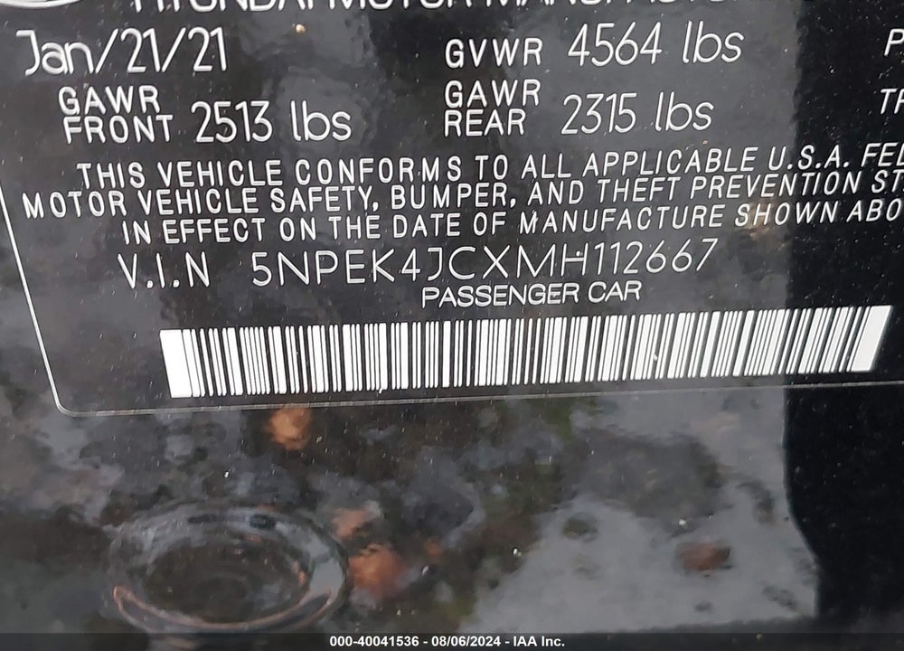 2021 HYUNDAI SONATA N LINE VIN: 5NPEK4JCXMH112667
