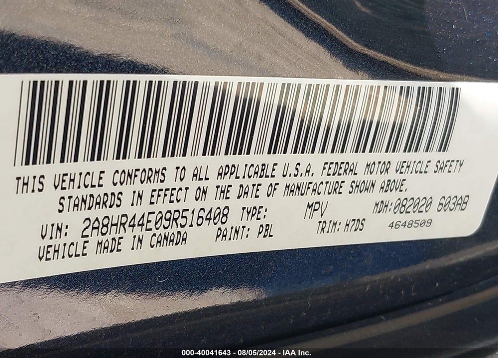 2009 CHRYSLER TOWN & COUNTRY LX VIN: 2A8HR44E09R516408