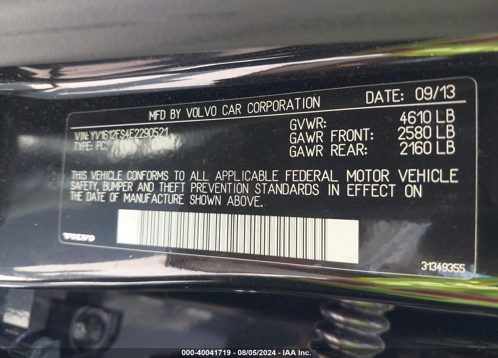 2014 VOLVO S60 T5 VIN: YV1612FS4E2290521