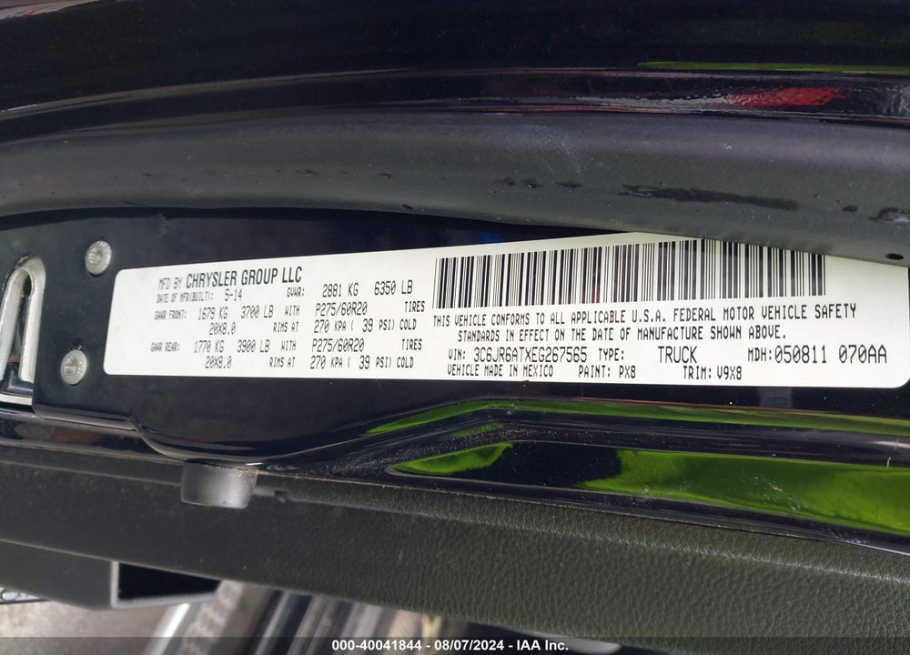 2014 RAM 1500 EXPRESS VIN: 3C6JR6ATXEG267565