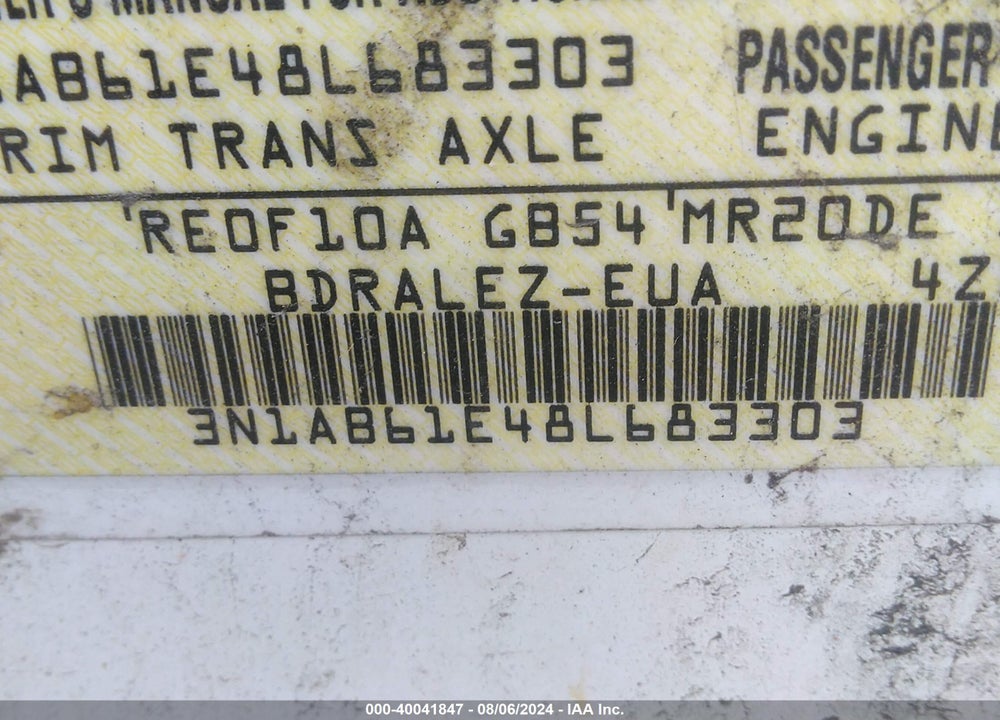 2008 NISSAN SENTRA 2.0S VIN: 3N1AB61E48L683303