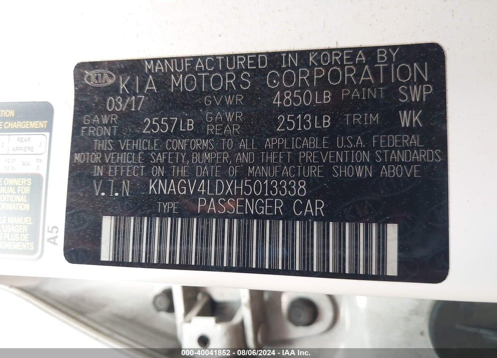 2017 KIA OPTIMA PLUG IN HYBRID EX VIN: KNAGV4LDXH5013338