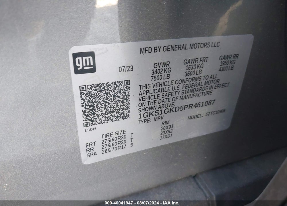 2023 GMC YUKON XL 2WD SLT VIN: 1GKS1GKD5PR461087