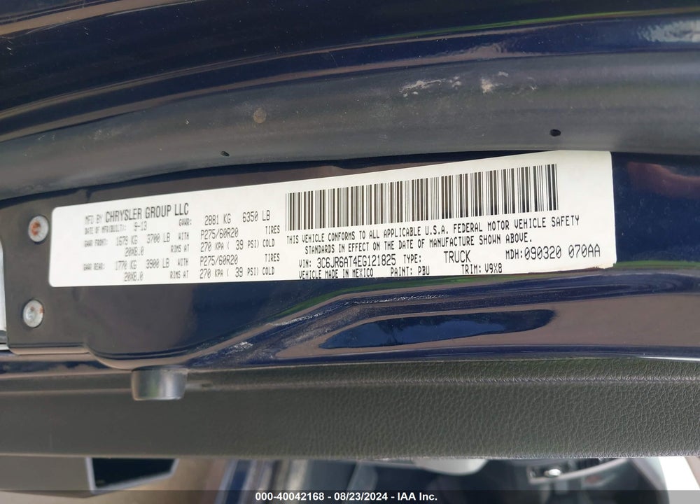 2014 EXPRESS RAM 1500 VIN: 3C6JR6AT4EG121825
