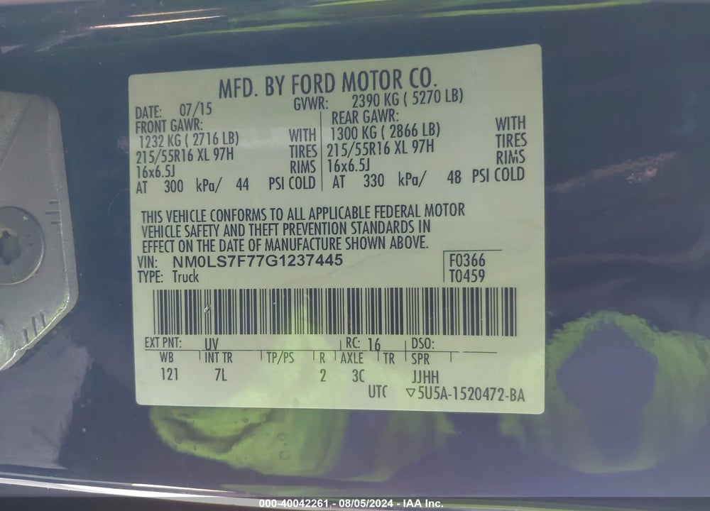 2016 FORD TRANSIT CONNECT XLT VIN: NM0LS7F77G1237445