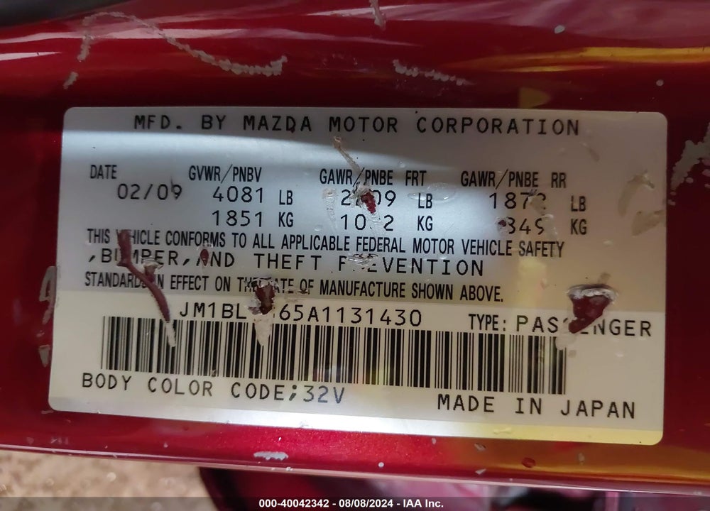 2010 MAZDA 3 S SPORT VIN: JM1BL1S65A1131430