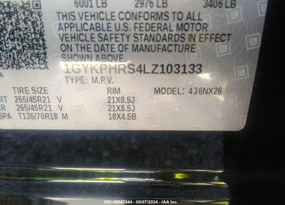 2020 CADILLAC XT6 AWD SPORT VIN: 1GYKPHRS4LZ103133