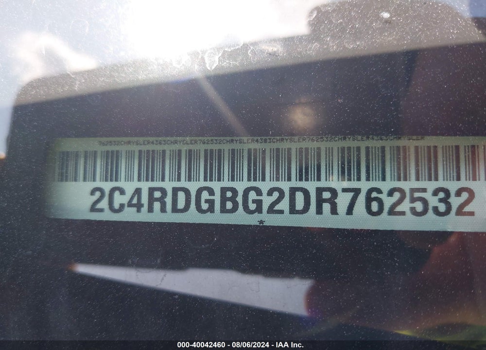 2013 DODGE GRAND CARAVAN SE VIN: 2C4RDGBG2DR762532