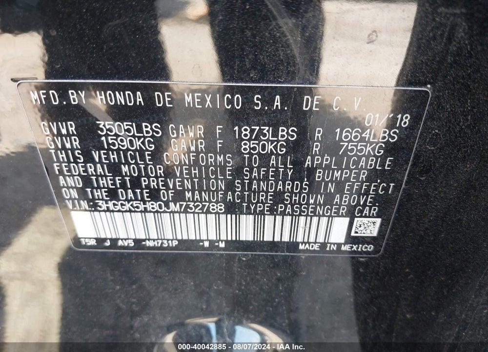 2018 HONDA FIT EX VIN: 3HGGK5H80JM732788