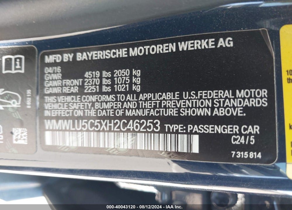 2017 MINI CLUBMAN COOPER S VIN: WMWLU5C5XH2C46253