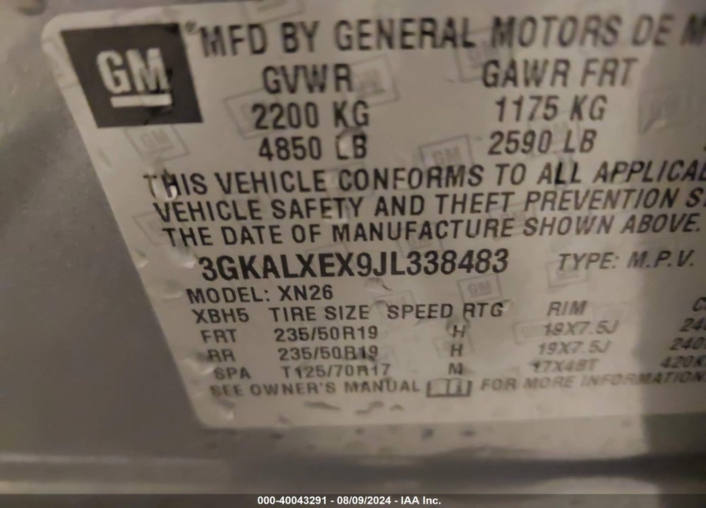 2018 GMC TERRAIN DENALI VIN: 3GKALXEX9JL338483