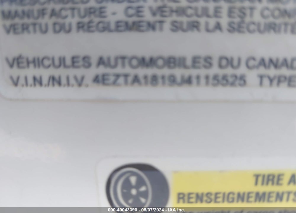 2018 OTHER KZ VIN: 4EZTA1819J4115525