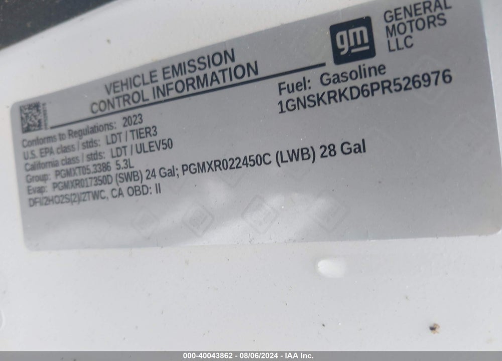 2023 CHEVROLET TAHOE 4WD RST VIN: 1GNSKRKD6PR526976
