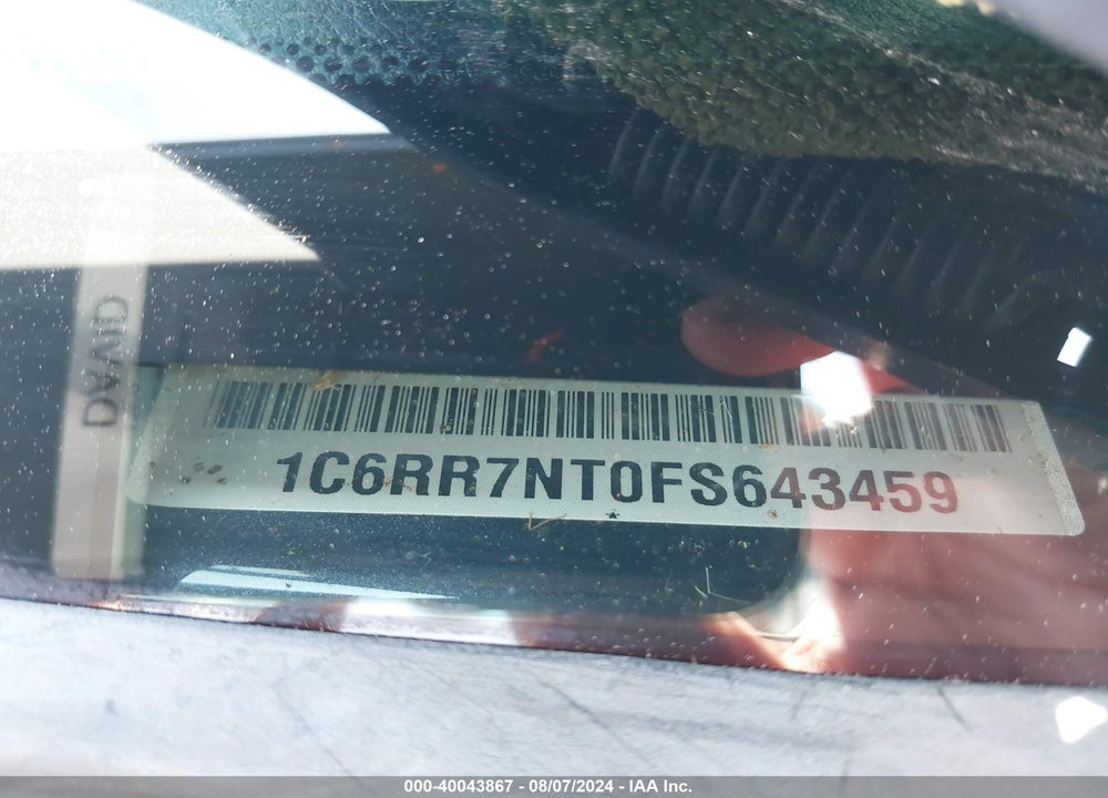 2015 RAM 1500 VIN: 1C6RR7NT0FS643459