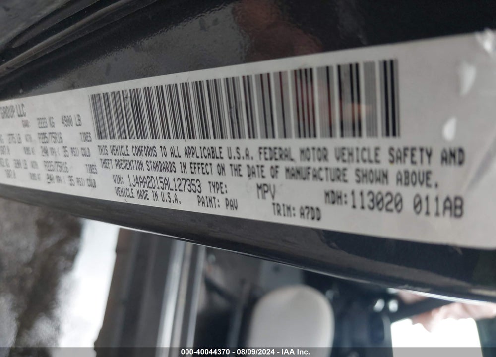 2010 JEEP WRANGLER SPORT VIN: 1J4AA2D15AL127353