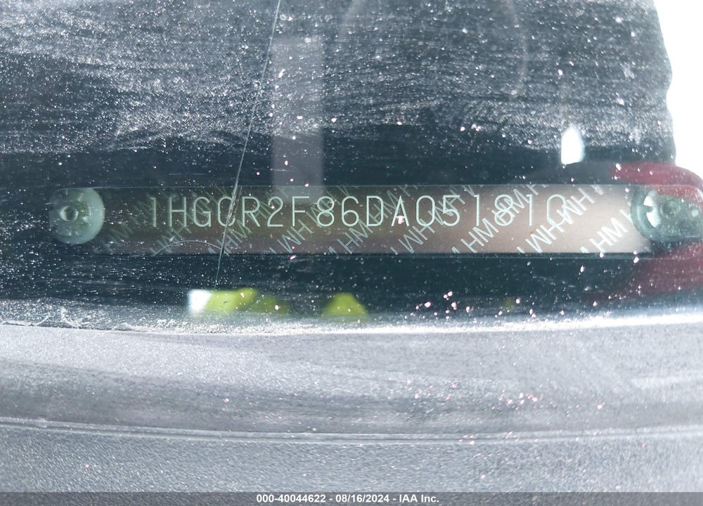 2013 HONDA ACCORD EX-L VIN: 1HGCR2F86DA051810