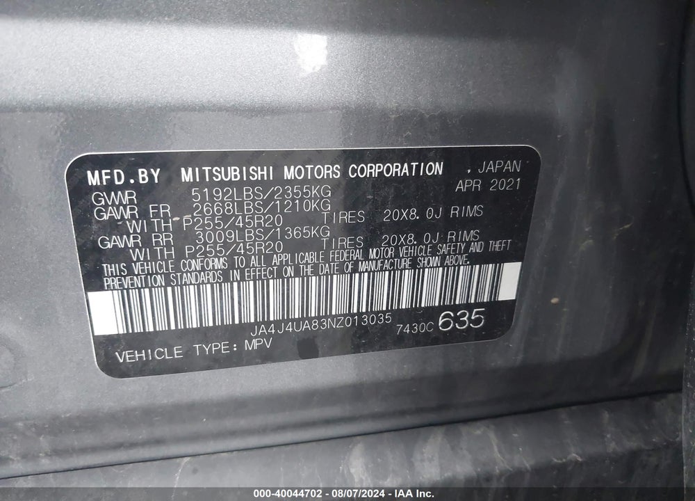 2022 MITSUBISHI OUTLANDER SE 2.5 S-AWC VIN: JA4J4UA83NZ013035