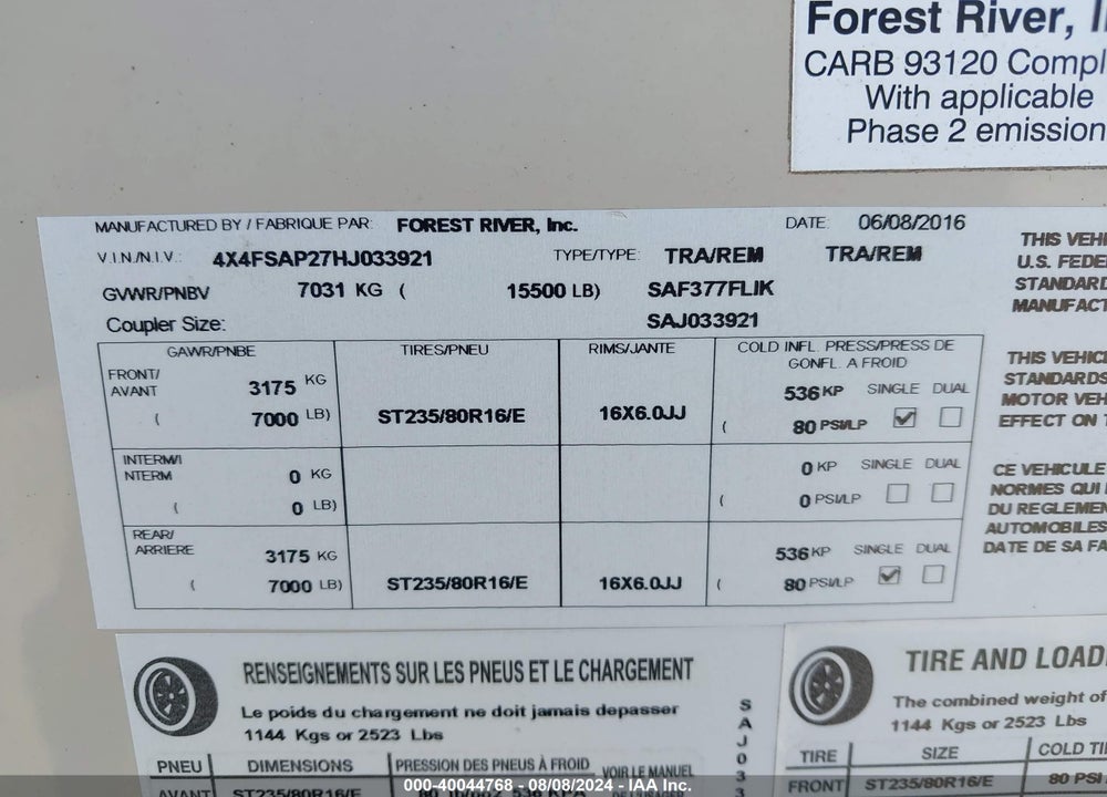 2017 SANDPIPER 377 FLIK VIN: 4X4FSAP27HJ033921