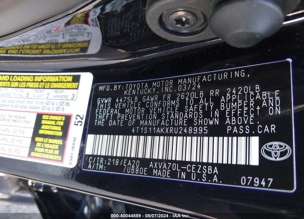 2024 TOYOTA CAMRY SE VIN: 4T1S11AKXRU248995