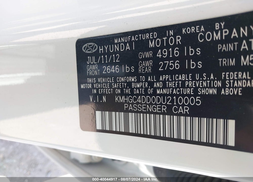 2013 HYUNDAI GENESIS 3.8 VIN: KMHGC4DD0DU210005