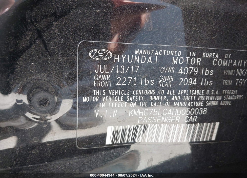 2017 HYUNDAI IONIQ HYBRID SEL VIN: KMHC75LC4HU050038