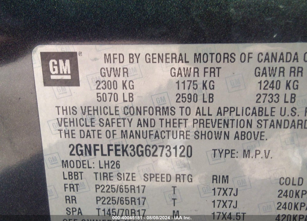 2016 CHEVROLET EQUINOX LT VIN: 2GNFLFEK3G6273120