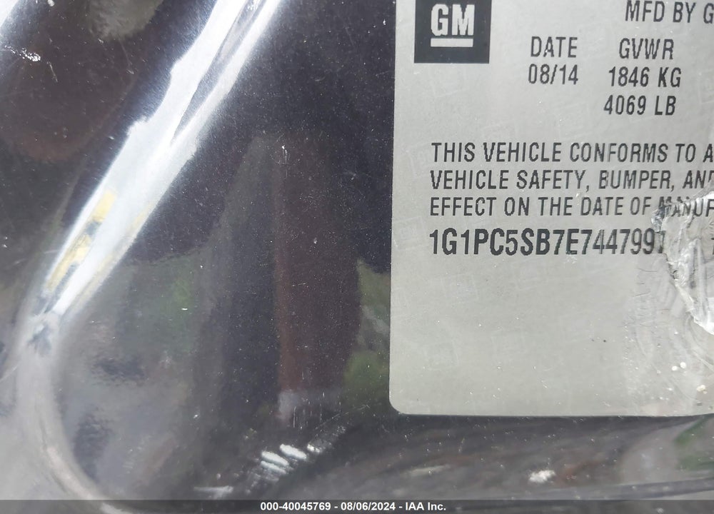 2014 CHEVROLET CRUZE 1LT AUTO VIN: 1G1PC5SB7E7447997
