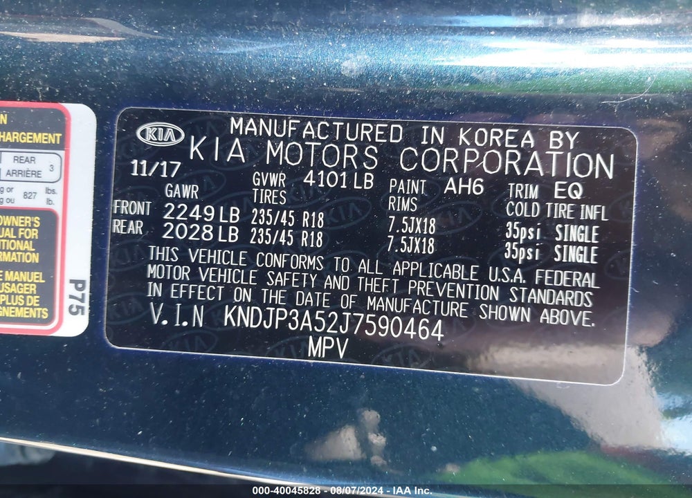 2018 KIA SOUL VIN: KNDJP3A52J7590464