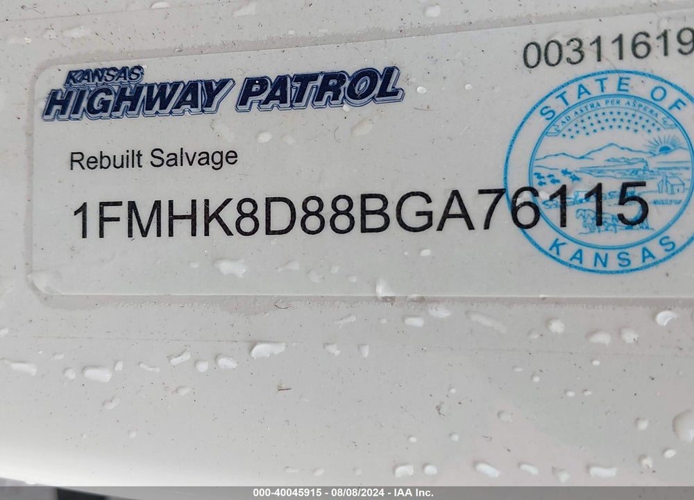 2011 FORD EXPLORER XLT VIN: 1FMHK8D88BGA76115