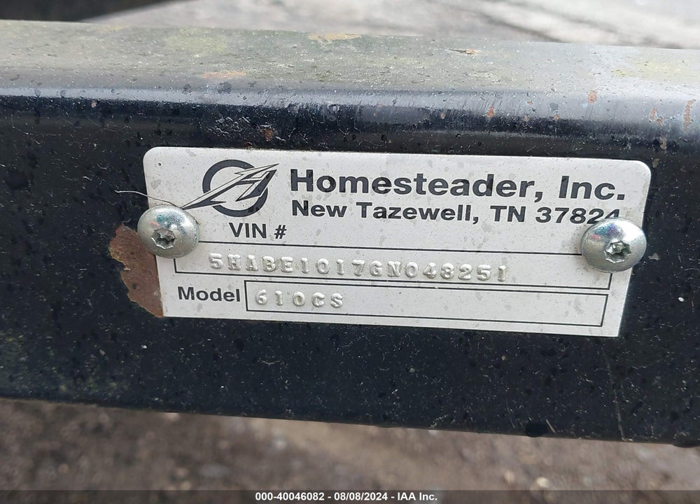 2016 HOMESTEADER 610CS ENCLOSED TRAILER VIN: 5HABE1017GN048251