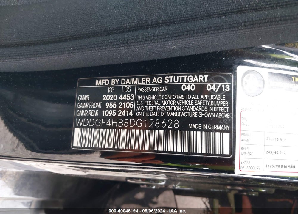 2013 MERCEDES-BENZ C 250 LUXURY/SPORT VIN: WDDGF4HB8DG128628