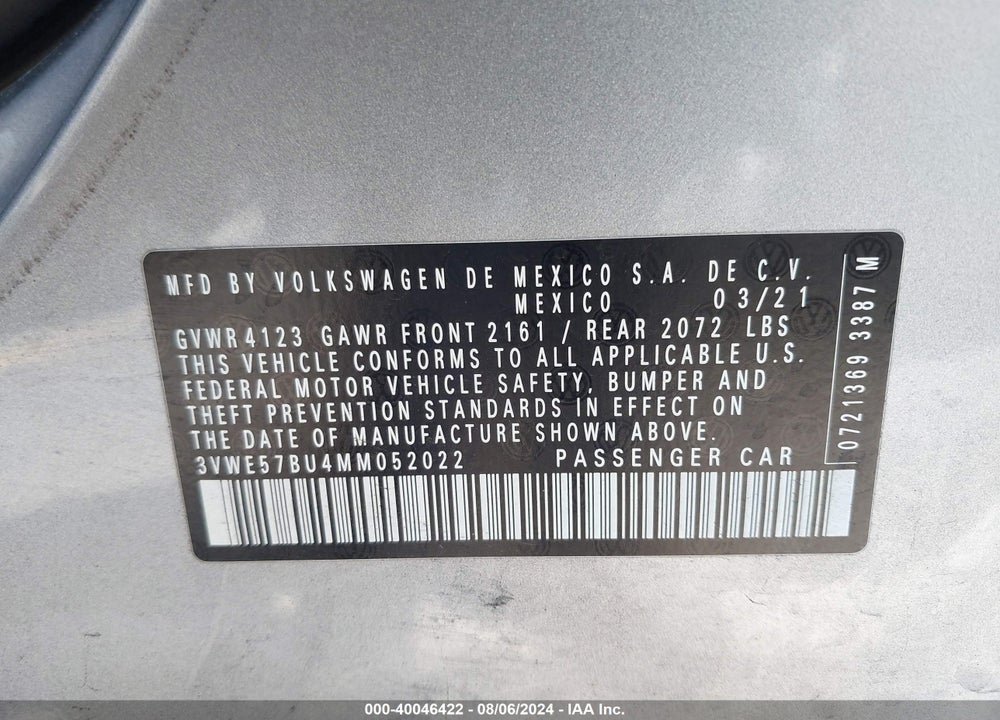 2021 VOLKSWAGEN JETTA 1.4T SEL VIN: 3VWE57BU4MM052022