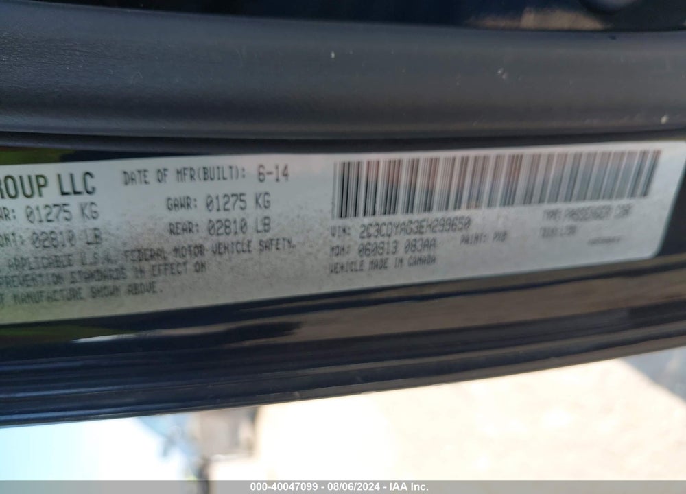 2014 DODGE CHALLENGER SXT VIN: 2C3CDYAG3EH299650