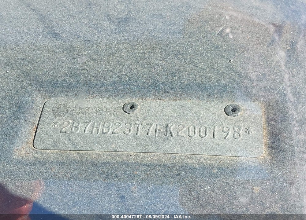1985 DODGE RAM VAN B250 VIN: 2B7HB23T7FK200198