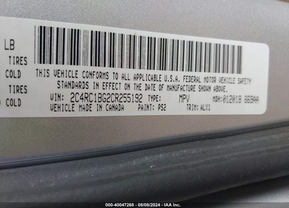 2012 CHRYSLER TOWN & COUNTRY TOURING VIN: 2C4RC1BG2CR255192