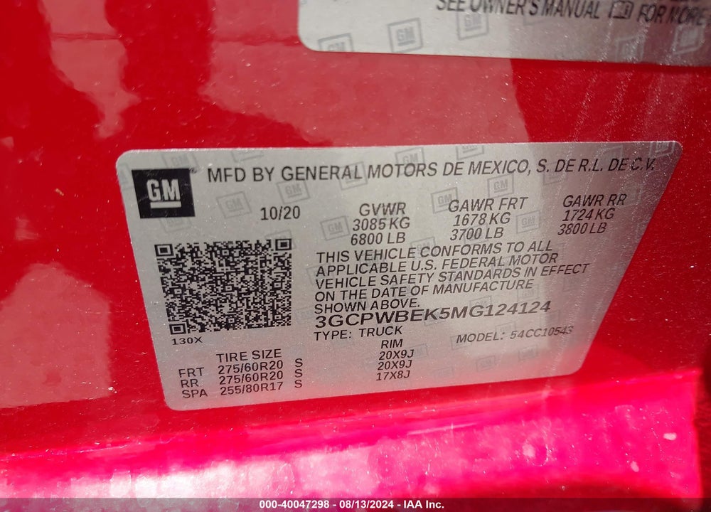 2021 CHEVROLET SILVERADO 1500 2WD SHORT BED CUSTOM VIN: 3GCPWBEK5MG124124