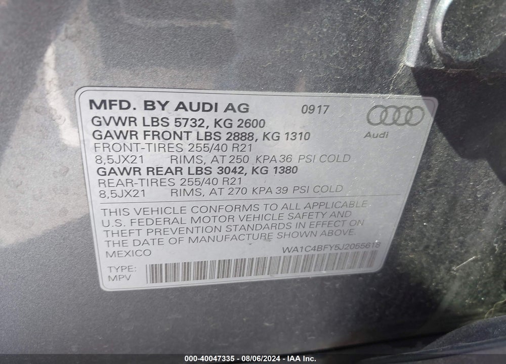 2018 AUDI SQ5 3.0T PREMIUM PLUS VIN: WA1C4BFY5J2055618