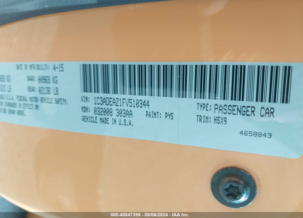 2015 DODGE VIPER SRT- VIN: 1C3ADEAZ1FV510344