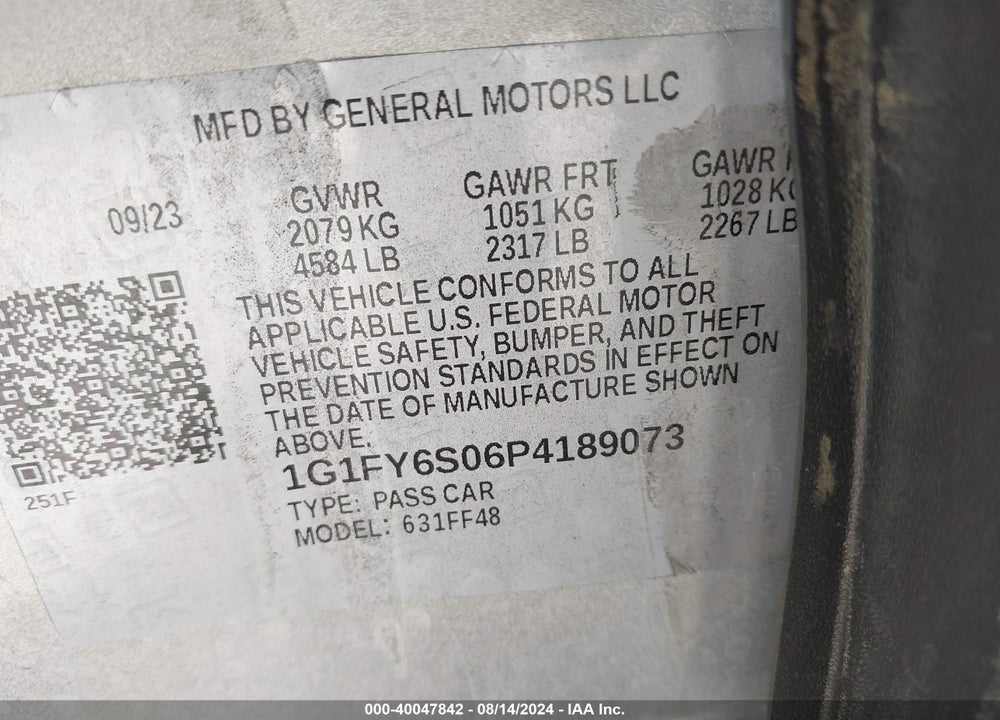 2023 CHEVROLET BOLT EUV FWD LT VIN: 1G1FY6S06P4189073
