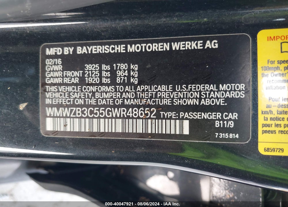 2016 MINI COUNTRYMAN COOPER VIN: WMWZB3C55GWR48652