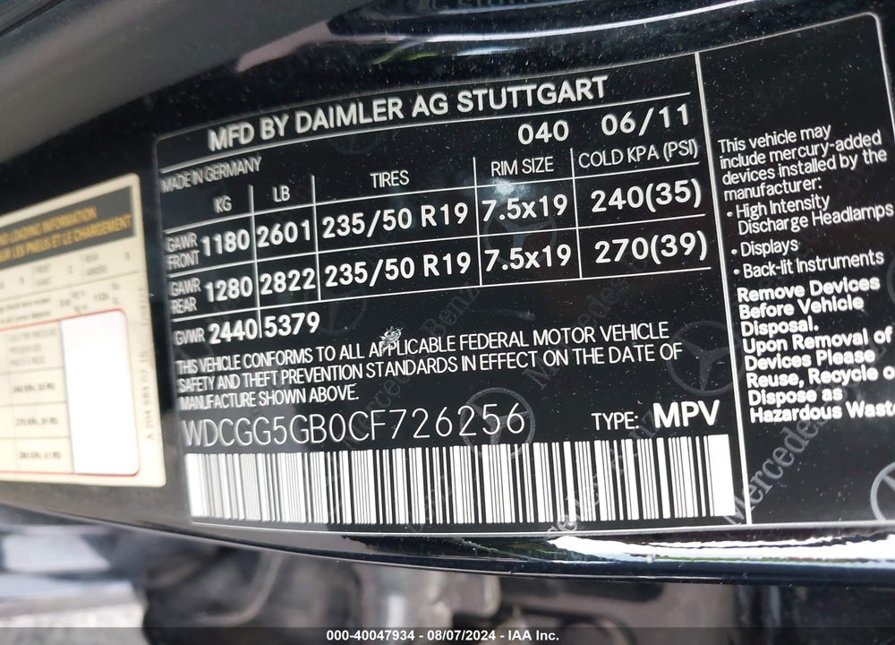 2012 MERCEDES-BENZ GLK 350 VIN: WDCGG5GB0CF726256