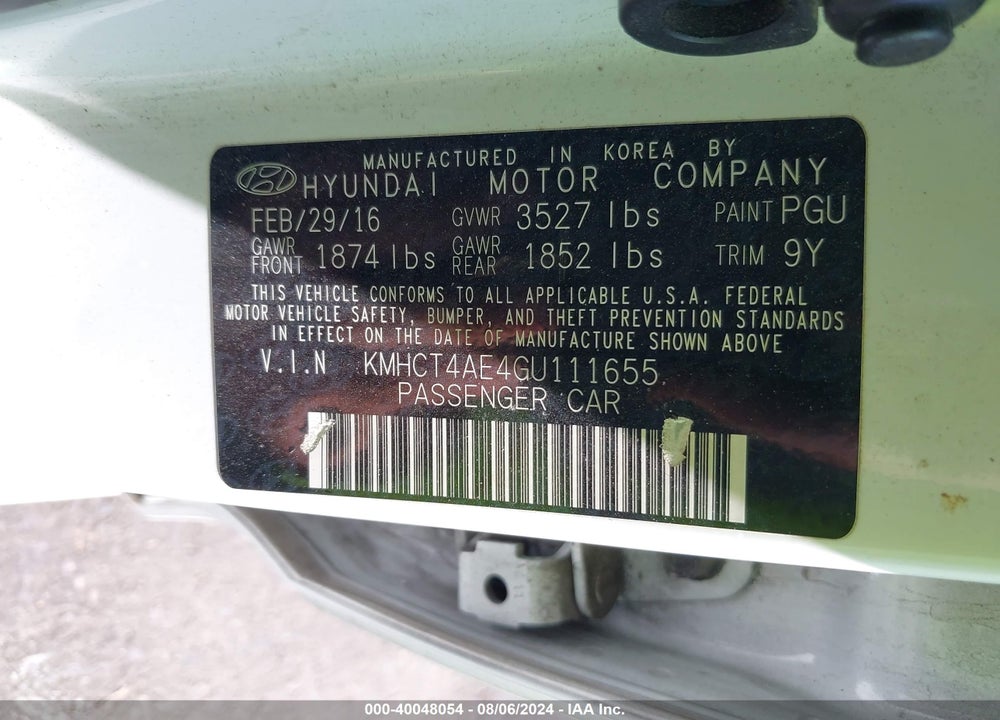 2016 HYUNDAI ACCENT SE VIN: KMHCT4AE4GU111655