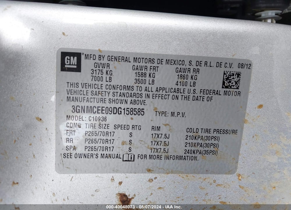 2013 CHEVROLET AVALANCHE LS VIN: 3GNMCEE09DG158585