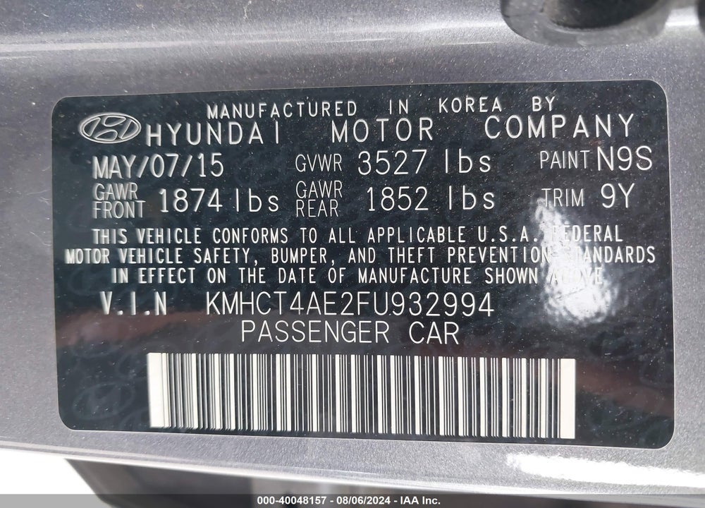 2015 HYUNDAI ACCENT GLS VIN: KMHCT4AE2FU932994