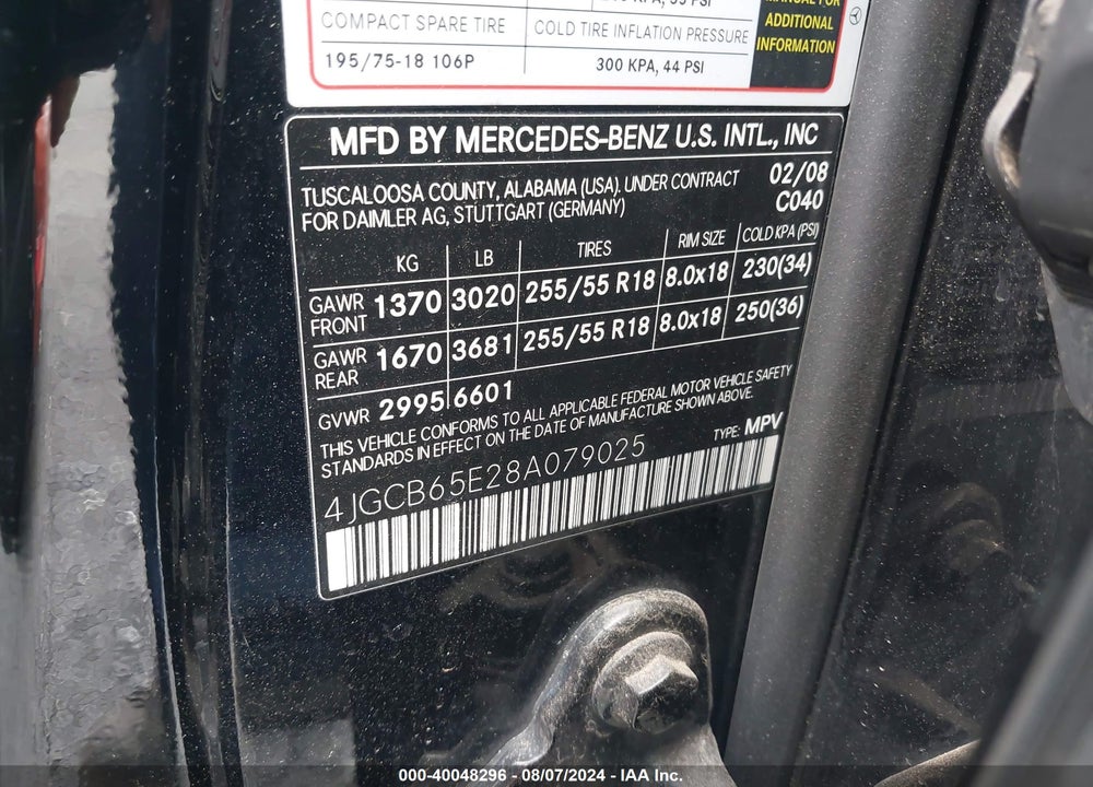 2008 MERCEDES-BENZ R 350 4MATIC VIN: 4JGCB65E28A079025